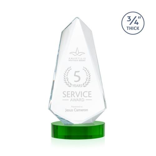 Awards and Plaques - Crystal Trophies - McMullen on Alberton Base Green Unique Crystal Trophy