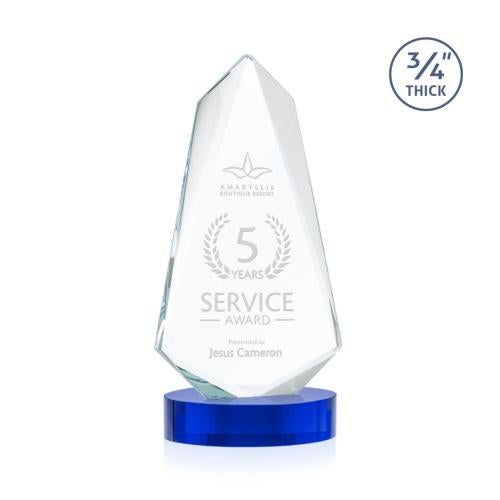 Awards and Plaques - Crystal Trophies - McMullen on Alberton Oval Base Blue Unique Crystal Trophy