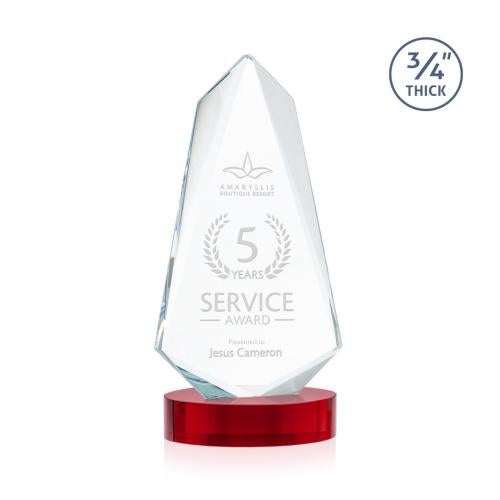 Awards and Plaques - Crystal Trophies - McMullen on Alberton Base Red Unique Crystal Trophy