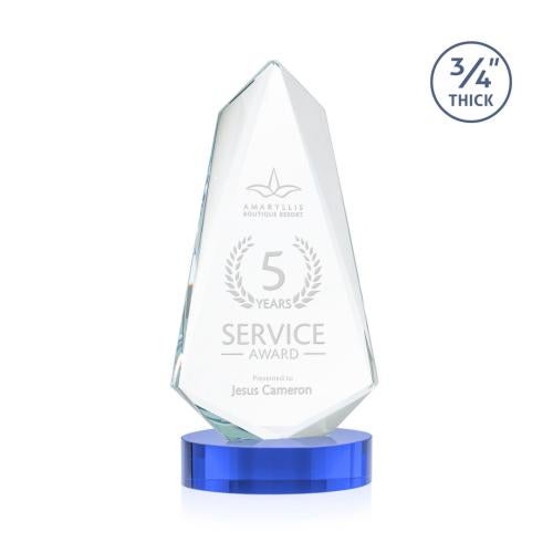 Awards and Plaques - Crystal Trophies - McMullen on Alberton Base Sky Blue Unique Crystal Trophy