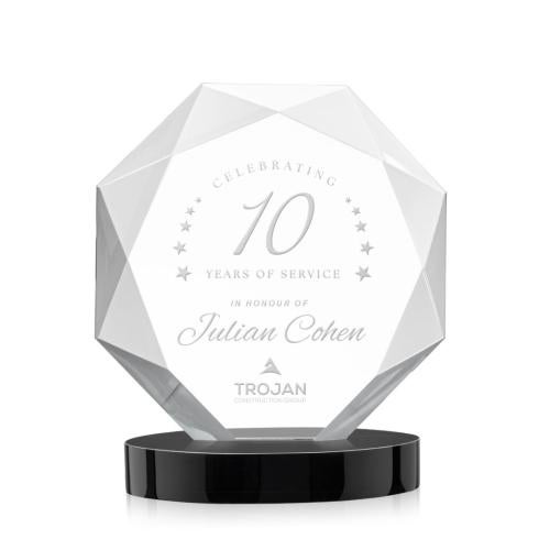 Awards and Plaques - Crystal Trophies - Minor on Alberton Base Black Polygon Crystal Trophy