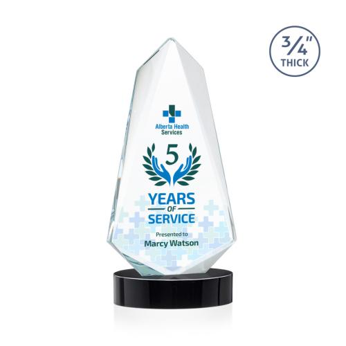 Awards and Plaques - Crystal Trophies - McMullen Full Color on Alberton Base Black Unique Crystal Trophy