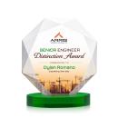 Minor Full Color on Alberton Base Green Polygon Crystal Trophy
