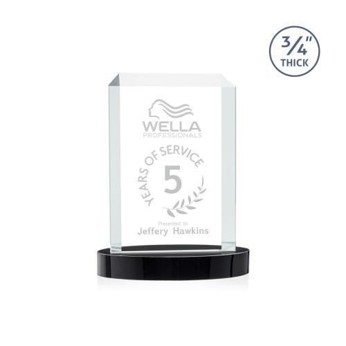 Awards and Plaques - Crystal Trophies - Carey on Alberton Base Black Rectangle Crystal Trophy