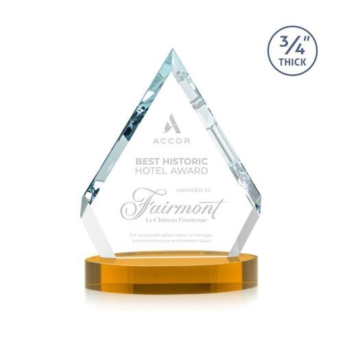 Awards and Plaques - Crystal Trophies - Apex on Alberton Base Amber Crystal Trophy