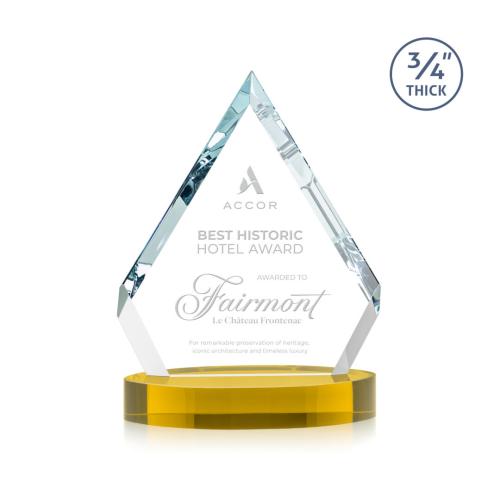 Awards and Plaques - Crystal Trophies - Apex on Alberton Base Gold Crystal Trophy