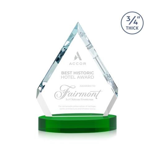 Awards and Plaques - Crystal Trophies - Apex on Alberton Base Green Crystal Trophy