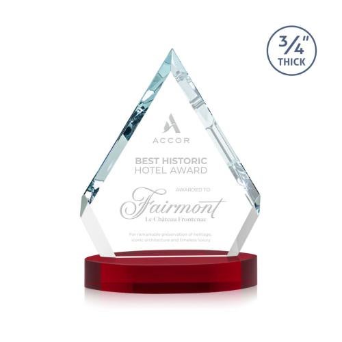Awards and Plaques - Crystal Trophies - Apex on Alberton Base Red Crystal Trophy