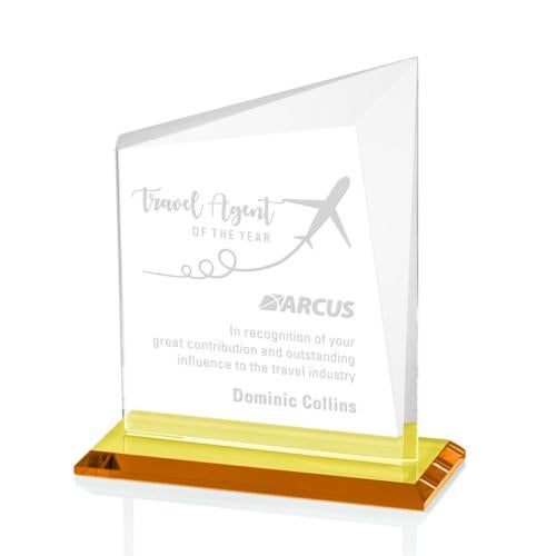 Awards and Plaques - Crystal Trophies - Saucedo Amber Peaks Crystal Trophy