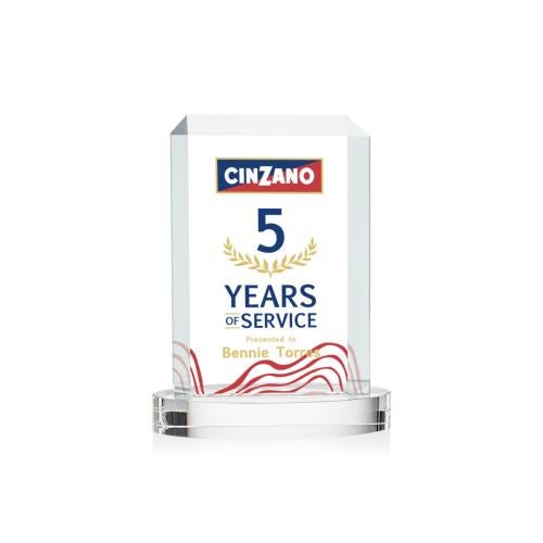 Awards and Plaques - Crystal Trophies - Carey Full Color on Alberton Base Clear Rectangle Crystal Trophy