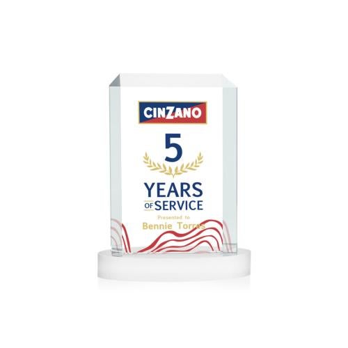 Awards and Plaques - Crystal Trophies - Carey Full Color on Alberton Base Fagan Rectangle Crystal Trophy