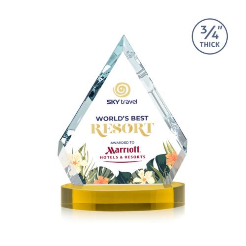Awards and Plaques - Crystal Trophies - Apex Full Color on Alberton Base Gold Crystal Trophy