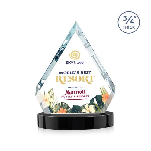 Awards and Plaques - Crystal Trophies - Apex Full Color on Alberton Base Black Crystal Trophy