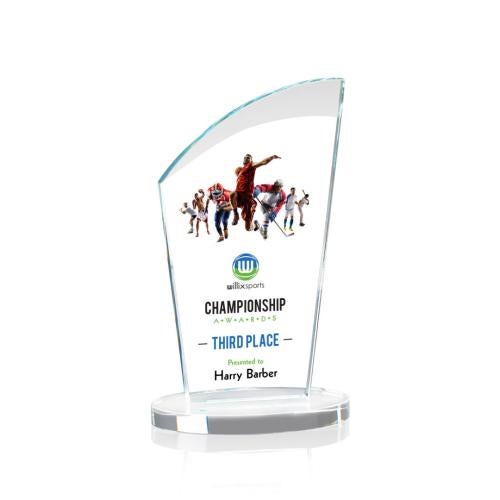 Awards and Plaques - Crystal Trophies - Darling Full Color Clear Peaks Crystal Trophy