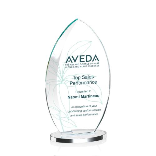 Awards and Plaques - Custom Trophies - Vernon Full Color Clear Flame Crystal Trophy
