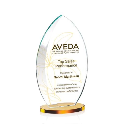 Awards and Plaques - Custom Trophies - Vernon Full Color Amber Flame Crystal Trophy