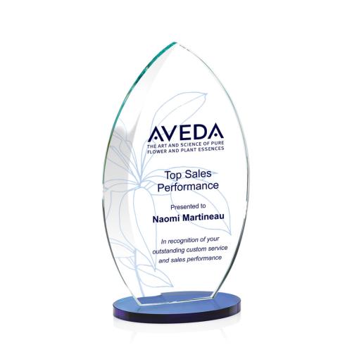 Awards and Plaques - Custom Trophies - Vernon Full Color Blue Flame Crystal Trophy