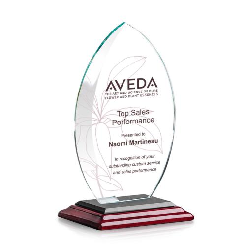 Awards and Plaques - Crystal Trophies - Vernon Full Color Rosewood Flame Crystal Trophy