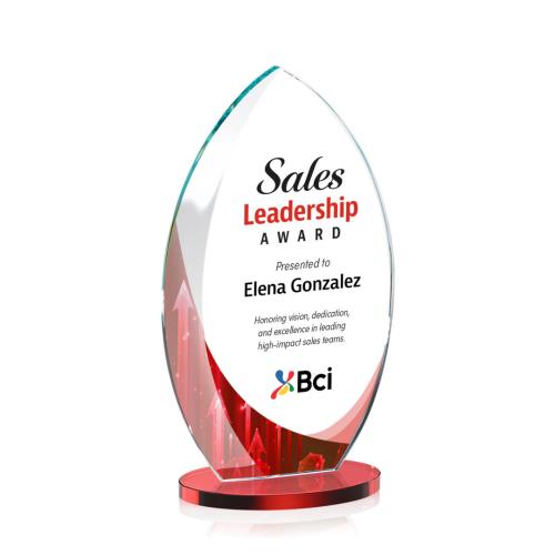 Awards and Plaques - Custom Trophies - Vernon Full Color Red Flame Crystal Trophy