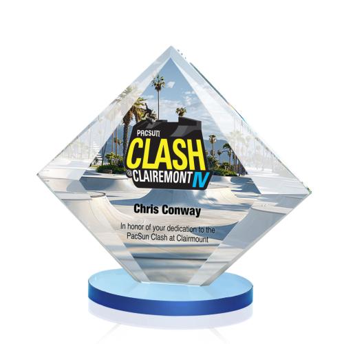 Awards and Plaques - Crystal Trophies - Cronin Full Color Sky Blue Crystal Trophy