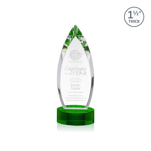 Awards and Plaques - Crystal Trophies - Fortier on Base Green Peaks Crystal Trophy