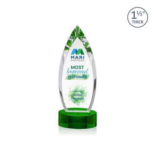 Awards and Plaques - Crystal Trophies - Fortier Full Color Green Peaks Crystal Trophy