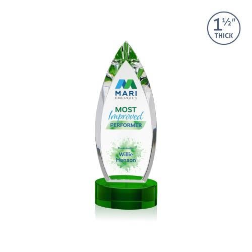 Awards and Plaques - Crystal Trophies - Fortier Full Color on Base Green Peaks Crystal Trophy