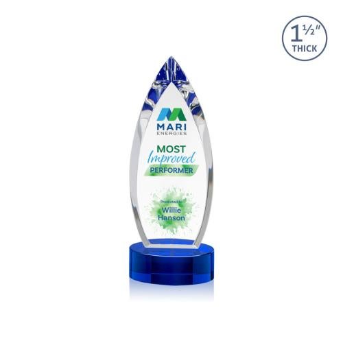 Awards and Plaques - Crystal Trophies - Fortier Full Color Blue Peaks Crystal Trophy