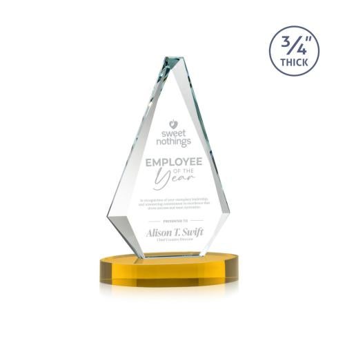 Awards and Plaques - Crystal Trophies - Crowell on Alberton Base Amber Crystal Trophy
