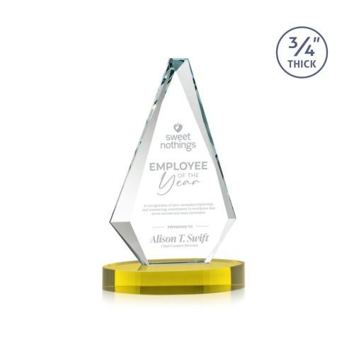 Awards and Plaques - Crystal Trophies - Crowell on Alberton Base Gold Crystal Trophy