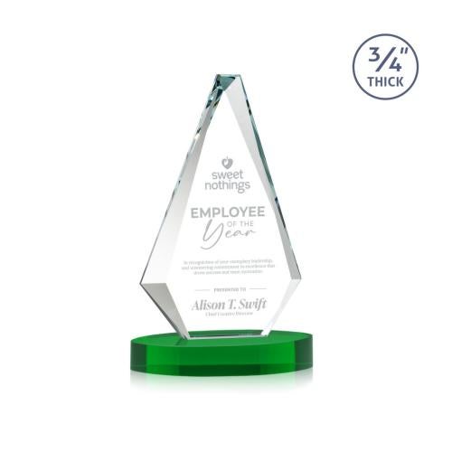 Awards and Plaques - Crystal Trophies - Crowell on Alberton Base Green Crystal Trophy