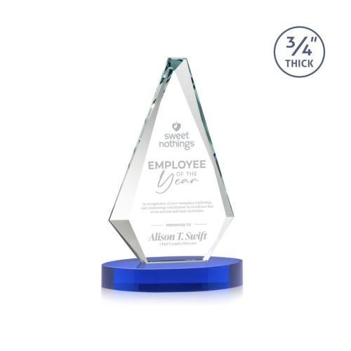 Awards and Plaques - Crystal Trophies - Crowell on Alberton Base Blue Crystal Trophy