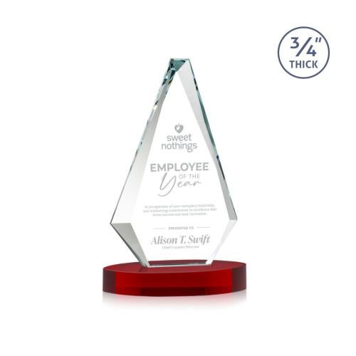 Awards and Plaques - Crystal Trophies - Crowell on Alberton Base Red Crystal Trophy