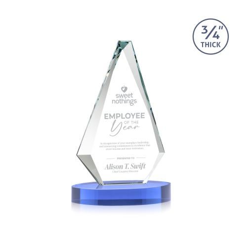 Awards and Plaques - Crystal Trophies - Crowell on Alberton Base Sky Blue Crystal Trophy
