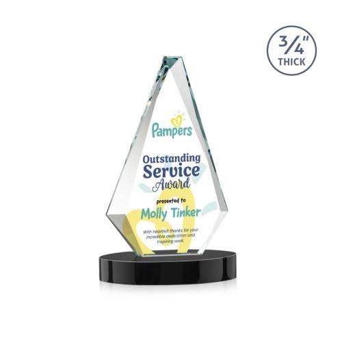 Awards and Plaques - Crystal Trophies - Crowell Full Color on Alberton Base Black Crystal Trophy