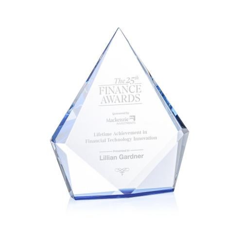 Awards and Plaques - Crystal Trophies - Shelton Blue Crystal Trophy