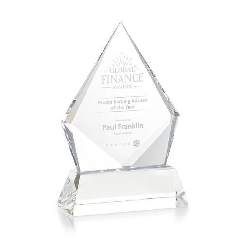 Awards and Plaques - Crystal Trophies - Shelton on Helton Base Clear Crystal Trophy