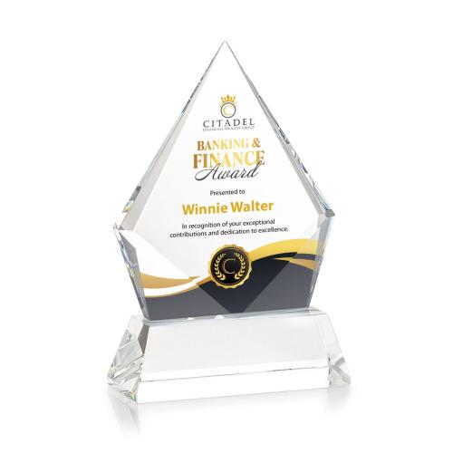 Awards and Plaques - Crystal Trophies - Shelton Full Color on Helton Base Clear Crystal Trophy