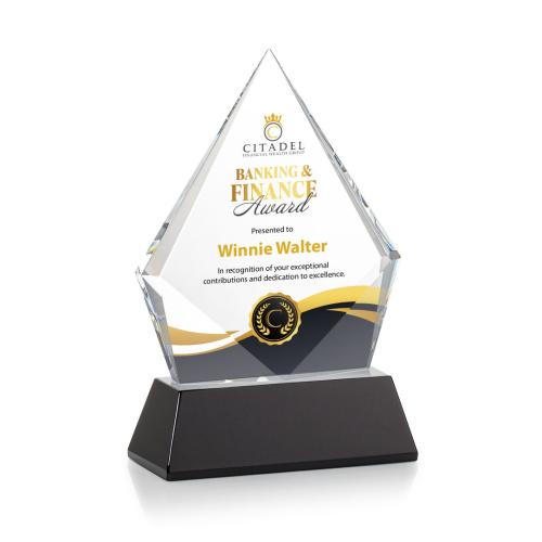 Awards and Plaques - Crystal Trophies - Shelton Full Color on Helton Base Black Crystal Trophy