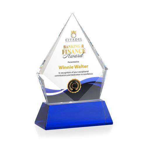 Awards and Plaques - Crystal Trophies - Shelton Full Color on Helton Blue Crystal Trophy