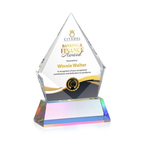 Awards and Plaques - Crystal Trophies - Shelton Full Color on Helton Base Prismatic Crystal Trophy