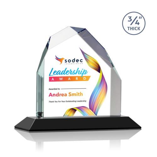 Awards and Plaques - Crystal Trophies - McDonald Peak Full Color Black Peaks Crystal Trophy