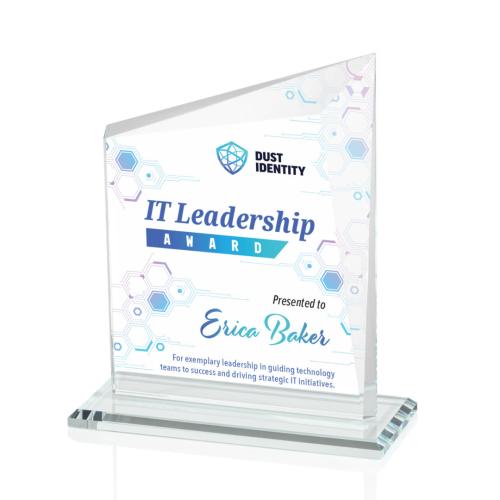 Awards and Plaques - Crystal Trophies - Saucedo Full Color Clear Peaks Crystal Trophy