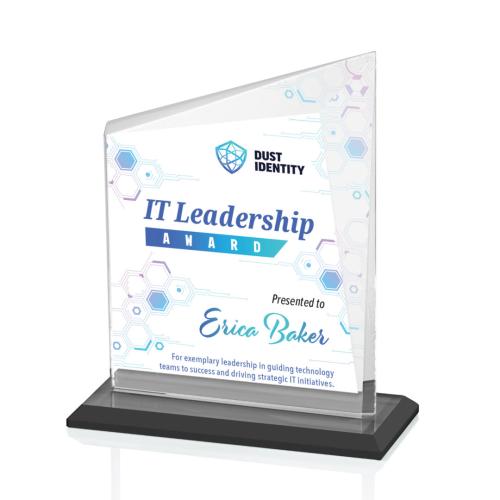 Awards and Plaques - Crystal Trophies - Saucedo Full Color Black Peaks Crystal Trophy