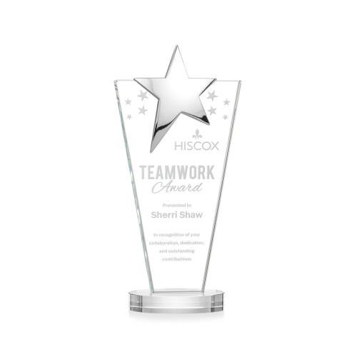 Awards and Plaques - Crystal Trophies - Mantella Chrome Star Clear Polygon Crystal Trophy
