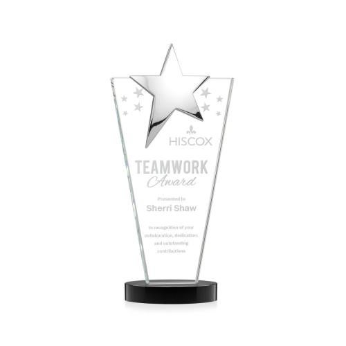 Awards and Plaques - Crystal Trophies - Mantella Chrome Star Black Polygon Crystal Trophy
