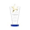 Mantella Gold Star Blue Polygon Crystal Trophy