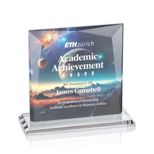 Awards and Plaques - Crystal Trophies - Paulson Full Color Clear Square / Cube Crystal Trophy