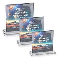 Paulson Full Color Clear Square / Cube Crystal Trophy - Crystal Trophies