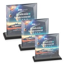 Paulson Full Color Black Square / Cube Crystal Trophy - Crystal Trophies